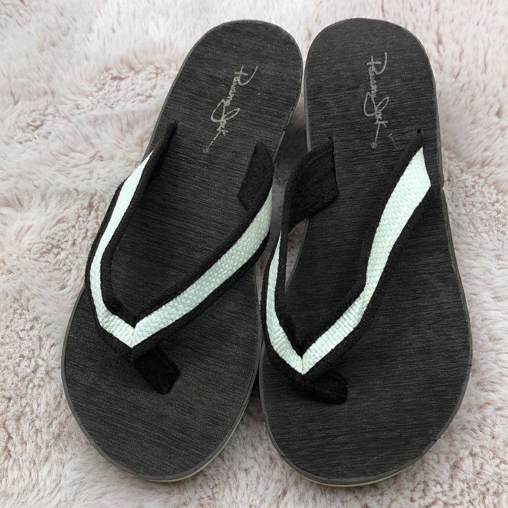 Panama Jack large brown thong wedge sandal